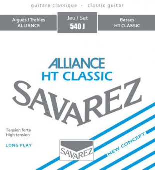 540J Alliance HT Classic Комплект струн для классической гитары, сильное натяжение, посеребренные, Savarez